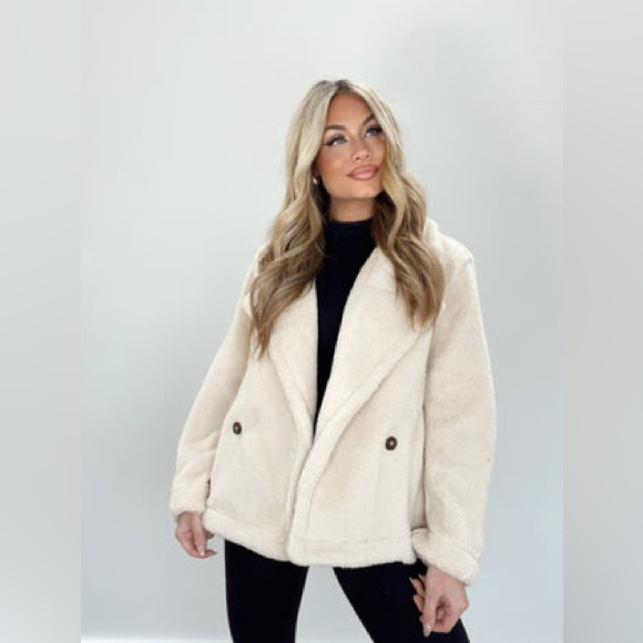 Cream Teddy Jacket - Picture 1 of 4